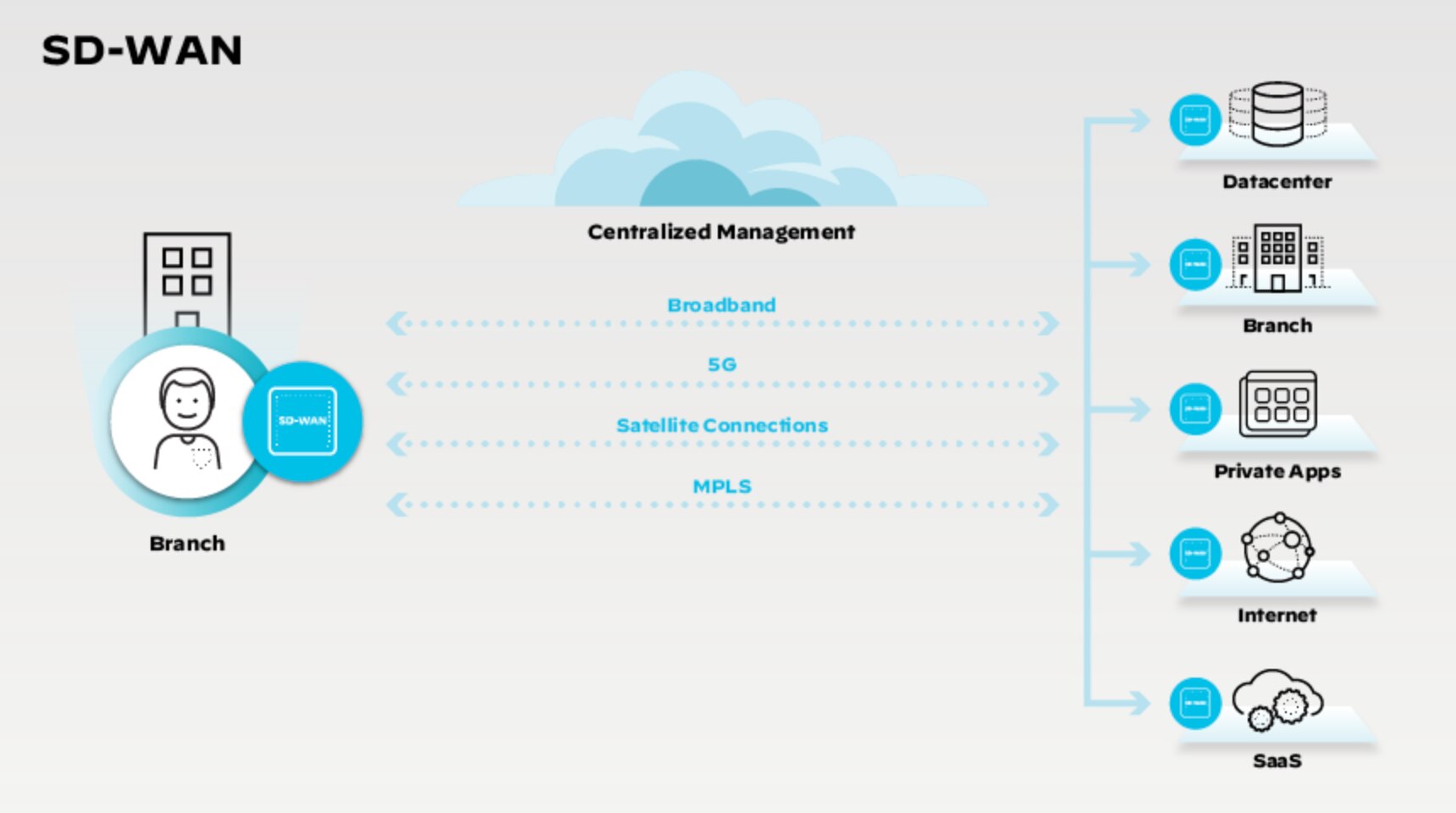 Diagram depicting SD-WAN functionality