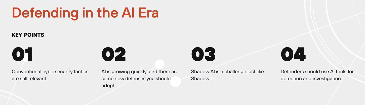 An infographic titled Defending in the AI Era