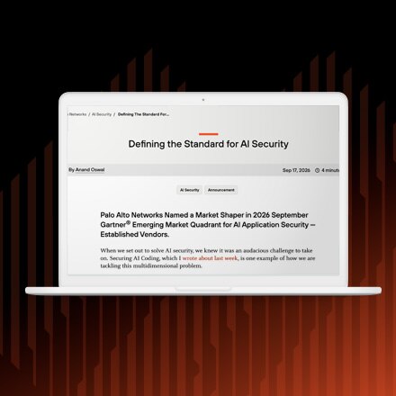 Palo Alto Networks Named a Market Shaper in 2026 September Gartner® Emerging Market Quadrant for AI Application Security — Established Vendors.